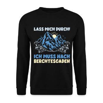 Berchtesgaden Urlaub Wandern Berge LASS MICH DURCH - Unisex Pullover - Schwarz - Vorne - Alina (178cm) & Michal (187cm)