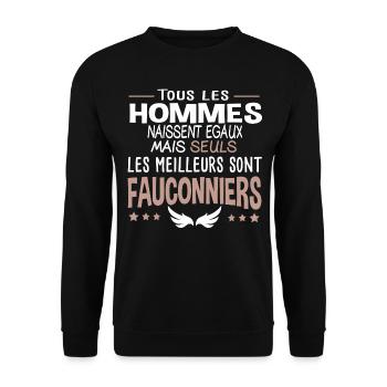 Fauconnier. Cadeau rapace faucon fierté métier - Sweat-shirt Unisexe - noir - Devant - Alina (178cm) & Michal (187cm)