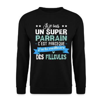 Parrain Filleul Cadeau Baptême Fille Famille - Sweat-shirt Unisexe - noir - Devant - Alina (178cm) & Michal (187cm)