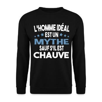 Chauve Homme Cheveux Calvitie Alopécie Cadeau - Sweat-shirt Unisexe - noir - Devant - Alina (178cm) & Michal (187cm)
