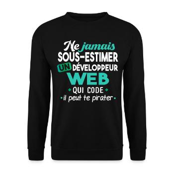 Informaticien homme. Cadeau humour. Informatique - Sweat-shirt Unisexe - noir - Devant - Alina (178cm) & Michal (187cm)
