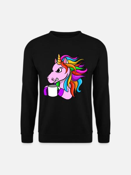 Angry Unicorn With Coffee - Unisex Sweatshirt - black