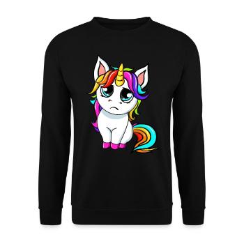Little Sad Unicorn - Unisex Sweatshirt - black - Front - Alina (178cm) & Michal (187cm)