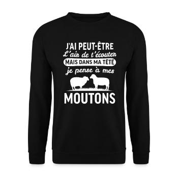 Je pense à mes moutons - Sweat-shirt Unisexe - noir - Devant - Alina (178cm) & Michal (187cm)