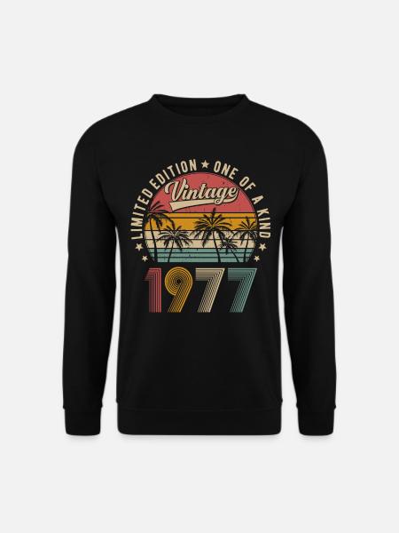 Vintage 1977 Vintage Retro Birthday Gift - Unisex Sweatshirt - black