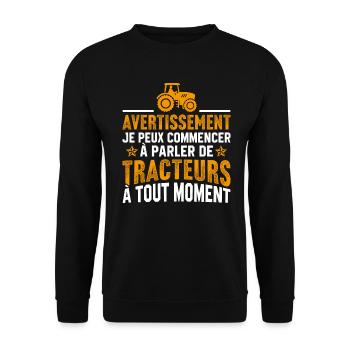 parler de tracteurs à tout moment - Sweat-shirt Unisexe - noir - Devant - Alina (178cm) & Michal (187cm)