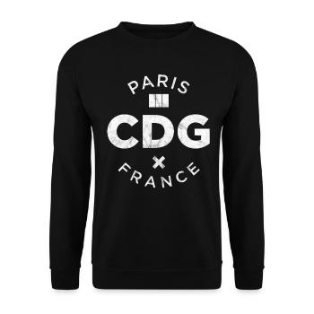 CDG, Paris, France - Unisex Sweatshirt - black - Front - Alina (178cm) & Michal (187cm)