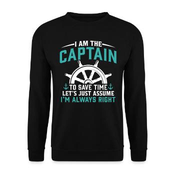 Je suis le capitaine drôle de voile - Sweat-shirt Unisexe - noir - Devant - Alina (178cm) & Michal (187cm)