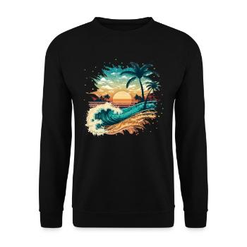 Tropical surf beach - Unisex Sweatshirt - black - Front - Alina (178cm) & Michal (187cm)