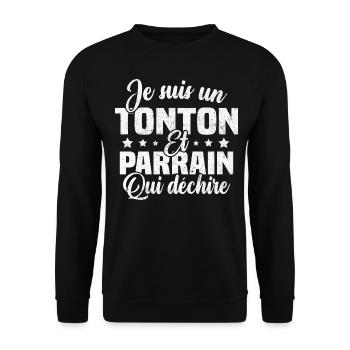 Je suis un tonton et parrain qui déchire - Sweat-shirt Unisexe - noir - Devant - Alina (178cm) & Michal (187cm)