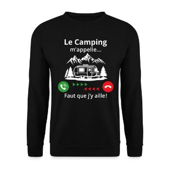 Le camping m'appelle faut que j'y aille! - Sweat-shirt Unisexe - noir - Devant - Alina (178cm) & Michal (187cm)