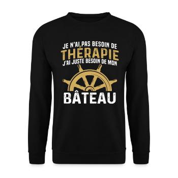 j'ai juste besoin de mon bâteau - Sweat-shirt Unisexe - noir - Devant - Alina (178cm) & Michal (187cm)