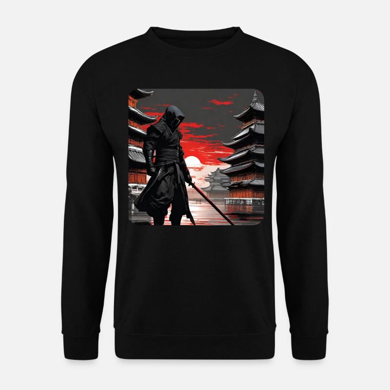 Geheimnisvoller Ninja mit Katana Schwert - Unisex Pullover - Schwarz