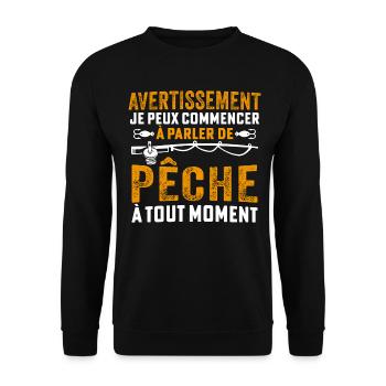 je peux commencer à parler de pêche à tout moment - Sweat-shirt Unisexe - noir - Devant - Alina (178cm) & Michal (187cm)