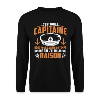 c'est moi le capitaine - Sweat-shirt Unisexe - noir - Devant - Alina (178cm) & Michal (187cm)