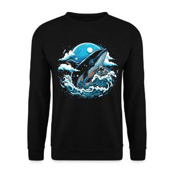 Space Whale Imagination - Unisex Sweatshirt - black - Front - Alina (178cm) & Michal (187cm)