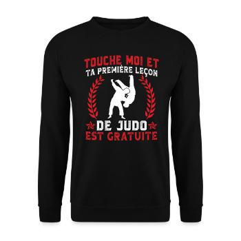 leçon de judo est gratuite - Sweat-shirt Unisexe - noir - Devant - Alina (178cm) & Michal (187cm)