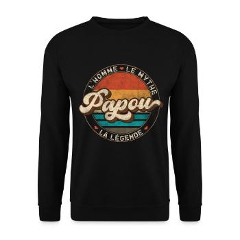 Papou L'Homme Le Mythe La Légende - Sweat-shirt Unisexe - noir - Devant - Alina (178cm) & Michal (187cm)