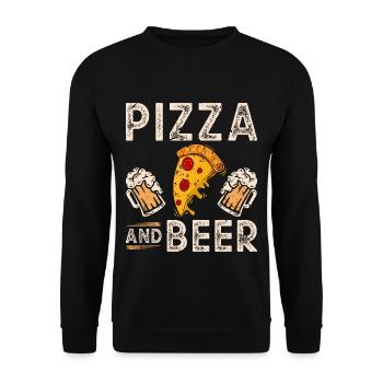 Bier Pizza - Unisex Pullover - Schwarz - Vorne - Alina (178cm) & Michal (187cm)