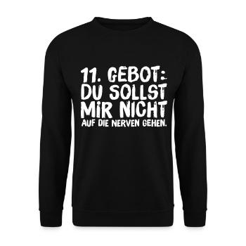11. Gebot Du sollst mir nicht auf die Nerven gehen - Unisex Pullover - Schwarz - Vorne - Alina (178cm) & Michal (187cm)