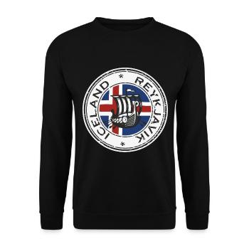 Islande Reykjavik - Sweat-shirt Unisexe - noir - Devant - Alina (178cm) & Michal (187cm)