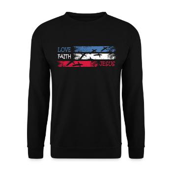 faith jesus pray christ kirche - Unisex Pullover - Schwarz - Vorne - Alina (178cm) & Michal (187cm)