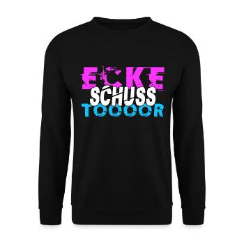 Feldhockey Hockeyspruch Hockeyfan Maskottchen - Unisex Pullover - Schwarz - Vorne - Alina (178cm) & Michal (187cm)