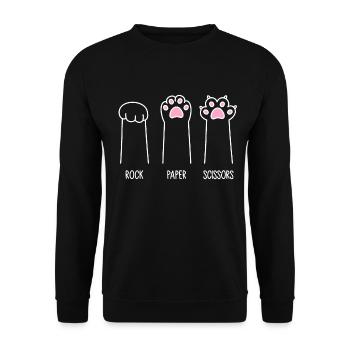 Rock Paper Scissors - Katzenpfoten - Unisex Pullover - Schwarz - Vorne - Alina (178cm) & Michal (187cm)