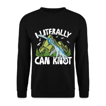 I Literally Can Knot Dino Dinosaurier Knoten - Unisex Pullover - Schwarz - Vorne - Alina (178cm) & Michal (187cm)