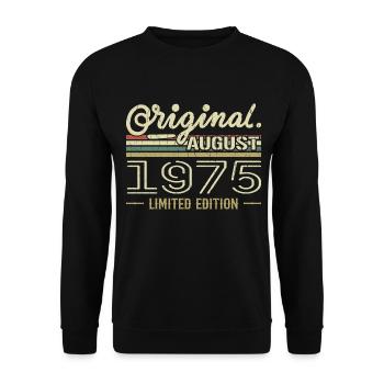Août 1975 Anniversaire Août 1975 August 1975 Rétro - Sweat-shirt Unisexe - noir - Devant - Alina (178cm) & Michal (187cm)
