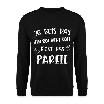 je bois pas - Sweat-shirt Unisexe - noir - Devant - Alina (178cm) & Michal (187cm)