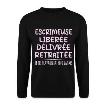 Fencer celebrates her retirement with humor gift - Unisex Sweatshirt - black - Front - Alina (178cm) & Michal (187cm)
