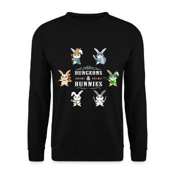 Dungeon Osterhase - Unisex Pullover - Schwarz - Vorne - Alina (178cm) & Michal (187cm)