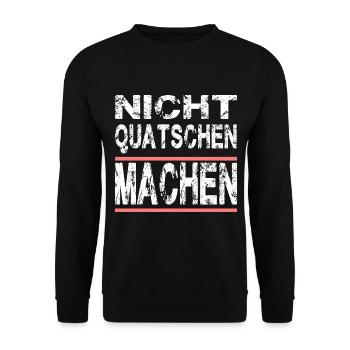 Nicht Quatschen Machen für Männer und Fauen - Unisex Pullover - Schwarz - Vorne - Alina (178cm) & Michal (187cm)
