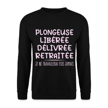 Plongeuse célèbre sa retraite avec humour cadeau - Sweat-shirt Unisexe - noir - Devant - Alina (178cm) & Michal (187cm)