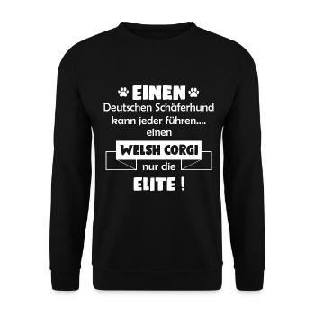 Pembroke Welsh Corgi Tshirt - Cardigan Welsh Corgi - Unisex Pullover - Schwarz - Vorne - Alina (178cm) & Michal (187cm)