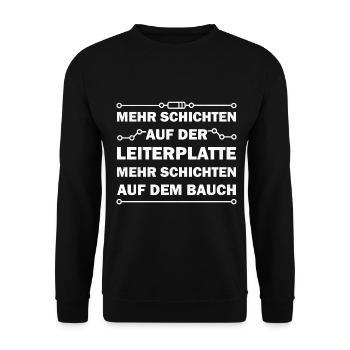 Elektroniker - Mehr Schichten auf der Leiterplatte - Unisex Pullover - Schwarz - Vorne - Alina (178cm) & Michal (187cm)