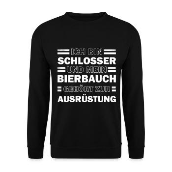 Schlosser - mein Bierbauch gehört zur Ausrüstung - Unisex Pullover - Schwarz - Vorne - Alina (178cm) & Michal (187cm)