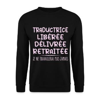 Traductrice célèbre sa retraite avec humour cadeau - Sweat-shirt Unisexe - noir - Devant - Alina (178cm) & Michal (187cm)