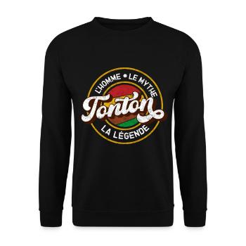 Tonton l’homme Le Mythe La Légende Meilleur Oncle - Sweat-shirt Unisexe - noir - Devant - Alina (178cm) & Michal (187cm)