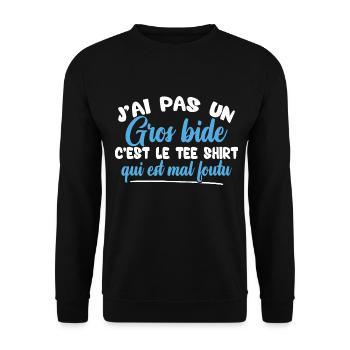 J'ai pas un gros bide - Sweat-shirt Unisexe - noir - Devant - Alina (178cm) & Michal (187cm)