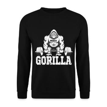Gorilla Power Fitness Hund Gorilla Gym - Unisex Pullover - Schwarz - Vorne - Alina (178cm) & Michal (187cm)