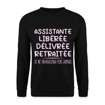 Assistant celebrates her retirement with humor gift - Unisex Sweatshirt - black - Front - Alina (178cm) & Michal (187cm)