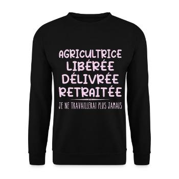 Farmer celebrates her retirement with humour - Unisex Sweatshirt - black - Front - Alina (178cm) & Michal (187cm)