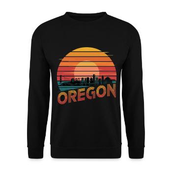 Oregon Portland Amerika Bundesstaat für Oregon - Unisex Pullover - Schwarz - Vorne - Alina (178cm) & Michal (187cm)