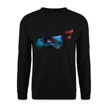 space whale Weltraum Pottwal Geschenk - Unisex Pullover - Schwarz - Vorne - Alina (178cm) & Michal (187cm)