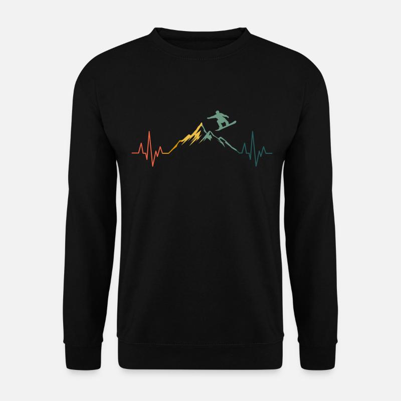 Snowboard Herzschlag Snowboarder EKG Berge Retro - Unisex Pullover - Schwarz