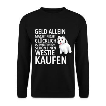 Westie Glücklich - Westie - Unisex Pullover - Schwarz - Vorne - Alina (178cm) & Michal (187cm)