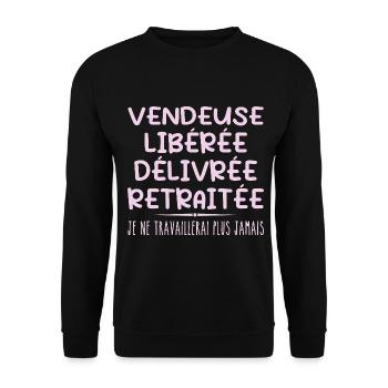 Vendeuse célèbre sa retraite avec humour cadeau - Sweat-shirt Unisexe - noir - Devant - Alina (178cm) & Michal (187cm)