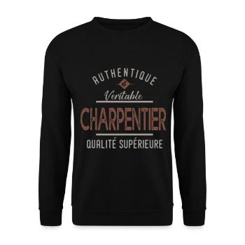 métier profession charpentier authentique cadeau - Sweat-shirt Unisexe - noir - Devant - Alina (178cm) & Michal (187cm)